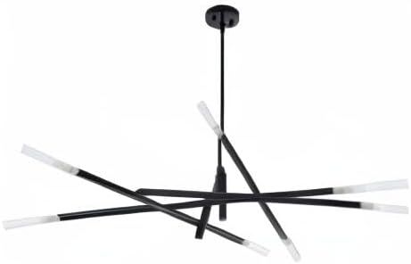 Modern Sputnik Chandelier for Dining Room, Mid Century Black Pendant Lighting, Industrial 8-Light Vintage Hanging Light Fixture for Entryway Bedroom Kitchen Island Hallway Foyer