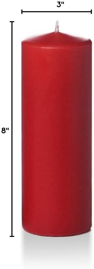yummi 3" x 8" Ruby Red Round Pillar Candles - 3 per Pack