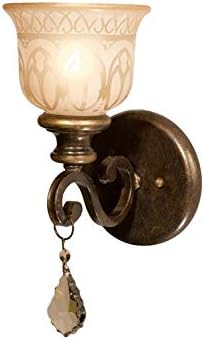Norwalk 1 Light Golden Teak Hand Cut Crystal Bronze Umber Sconce with Sconce with Glass Shade