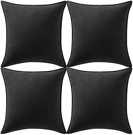 Fancy Homi 2 Packs Black Decorative Throw Pillow Covers 14x14 Inch for Living Room Couch Bed Sofa, Modern Boho Home Decor, Soft Faux Suede Solid Small Accent Cushion Case 35x35 cm