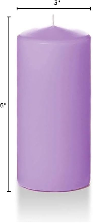 Yummi 3" x 6" Violet Round Pillar Candles - 3 per Pack