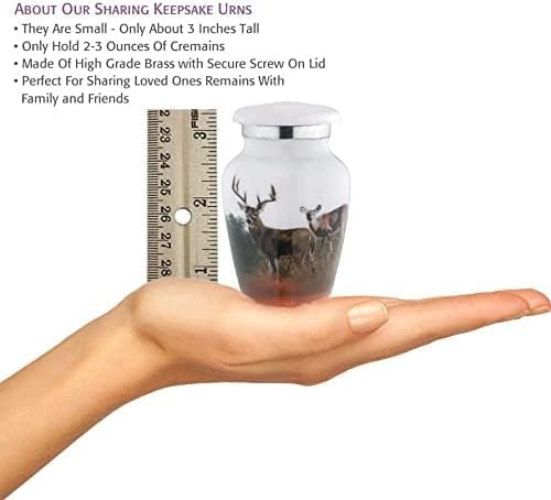 Bold & Divine Keepsake Cremation Urn | Set of 4 Keepsake Memorial Urns Burial Ash Storage Decorative Urns with Paper Funnel Velvet Carry Bag and Gift Box