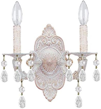 Paris Market 2 Light Spectra Crystal Antique White Sconce