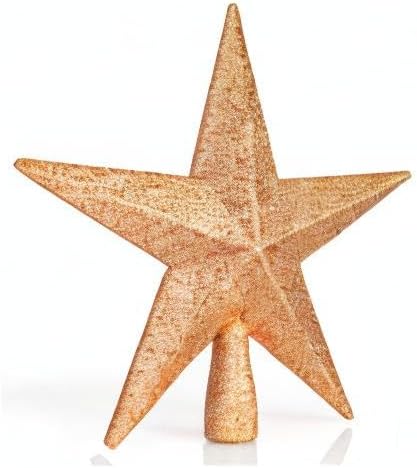 Ornativity Glitter Star Tree Topper - Christmas Decorative Xmas Holiday Bethlehem Star Trees Toppers Ornament Decor (Champagne) 8"