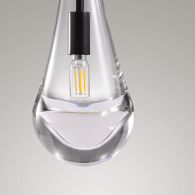Island Lights for Kitchen Set of 2, Pendant Light with Hand Blown Raindrop Glass, Pendant Lights Kitchen Island Lighting, for Kitchen, Living Room, Porch, Bedroom, Including Light Bulb