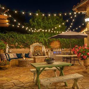 Lightdot 150FT Outdoor String Lights, LED Bistro String Lights with Shatterproof G40 Vintage Bulbs, 2200K Dimmable, Waterproof Hanging Lights for Porch, Deck, Garden, Backyard, Balcony - ETL Listed
