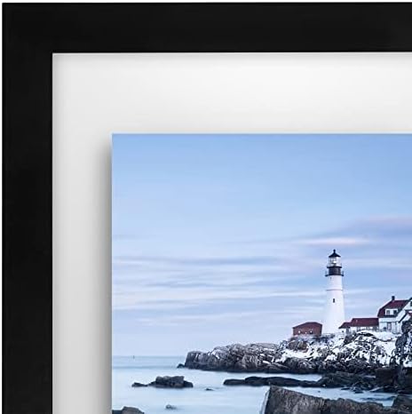 Americanflat 8x10 Floating Picture Frame with Polished Crystal-Clear Glass - Use as 5x7 Picture Frame or Display 4x6 Photo - Signature Float Collection - Photo Frames for Tabletop or Wall - Black