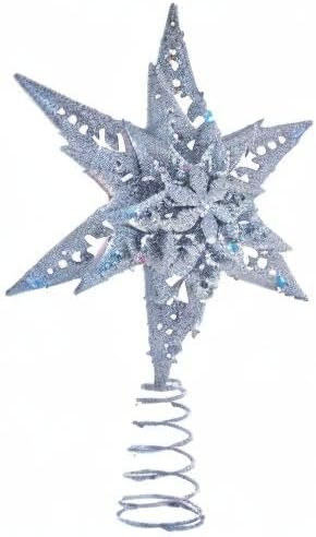 Kurt Adler 13-Inch Plastic Silver Glittered Snowflake Tree Topper