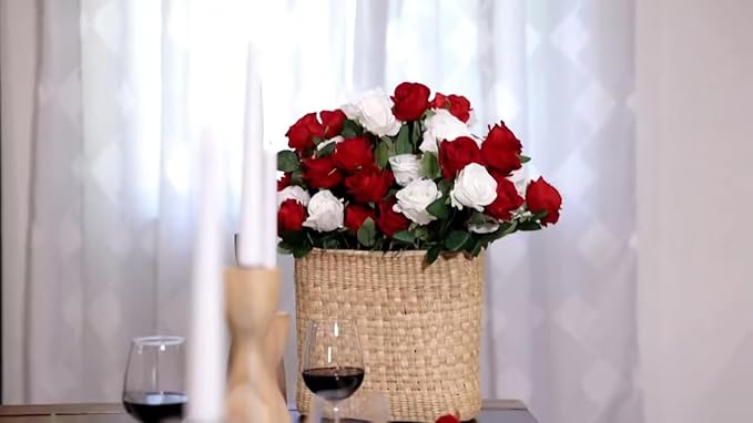 120 Pcs Artificial Roses Bulk Velvet Silk White Roses White Roses for Wedding Centerpieces Bridal Bouquet Mohter's Day Home Decor (120, White)