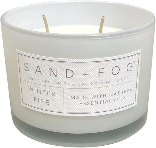 Sand + Fog Scented Candle - Winter Pine – Additional Scents and Sizes – 100% Cotton Lead-Free Wick - Luxury Air Freshening Jar Candles - Perfect Home Decor – 12oz - Holiday Scents
