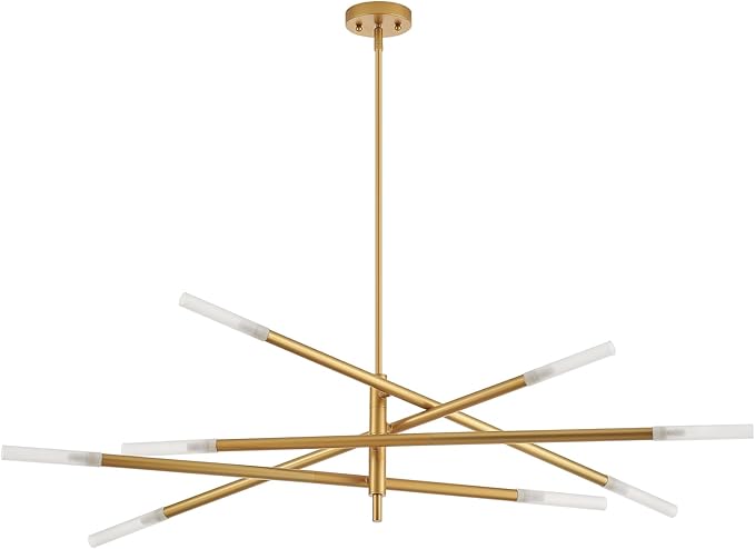 Modern Sputnik Chandelier for Entryway, Industrial Gold Pendant Lighting, 8-Light Vintage Hanging Light Fixture for Dining Room Bedroom Kitchen Foyer