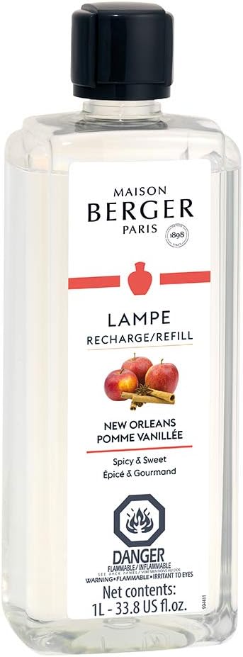 MAISON BERGER New Orleans Fragrance Oil Refill - 1 Liter (33.8 Fluid Ounces) for Lampe Berger - Pear, Apple, Honey & Vanilla Scent - Luxury Home Air Freshener - Long-Lasting Premium Diffuser Oil