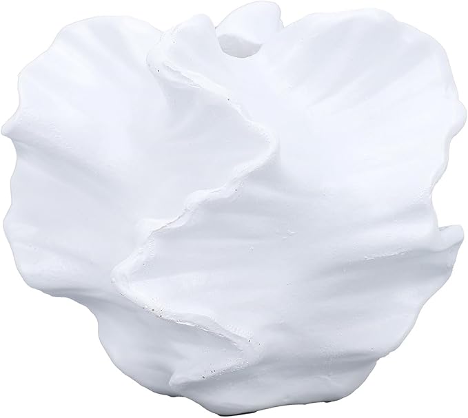 POCREATION Resin Vase, Modern Art Flower Shape Pampas Vase for Flower Arrangement, with Glossy Finish and Design, Lightweight Sturdy Material, for Home Office Decor Wedding Party