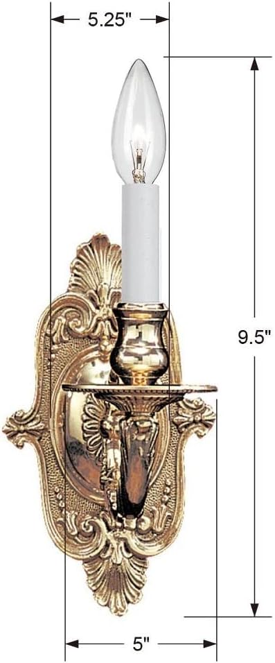 Crystorama 641-PB Wall Sconce, 1-Light 60 Watts, Polished Brass