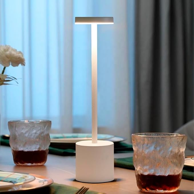2 Pack LED Cordless Table Lamp, Portable 5000mAh Rechargeable Table Lamps, Touch Control Outdoor Table Lamp, 3 Color Dimmable Cordless Desk Lamp For Restaurant, Patio, Bedroom, Outdoor - White