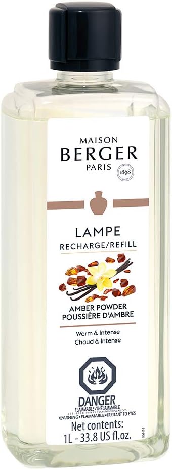 MAISON BERGER - Amber Powder - Lampe Berger Fragrance Refill for Home Fragrance Oil Diffuser - Air Freshener - 33.8 Fluid Ounces - 1 Liter
