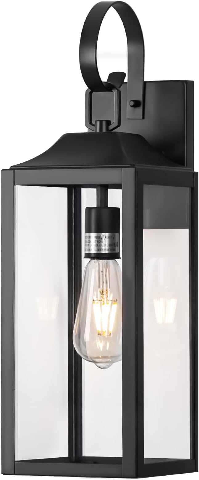 19" Large Outdoor Wall Lights for House, Black Outside Modern Wall Lantern Light Fixture, Outdoor Lights for House Waterproof Industrial Porch Light Wall Mount Sconce Exterior