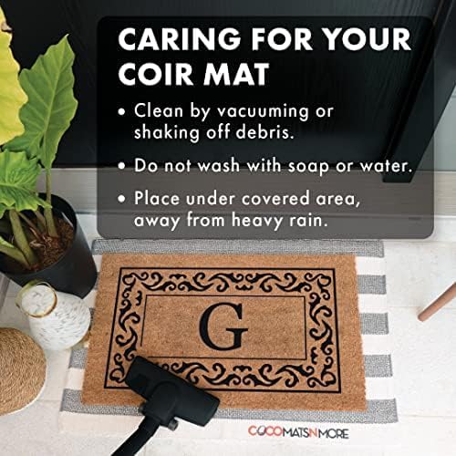 COCO MATS 'N MORE Personalized Door Mat with Monogram for Outdoor Indoor - Non-Slip Coco Coir Front Doormat with Vinyl Backing, Wedding, Housewarming New Home (Rolling Scroll, 14" x 22")