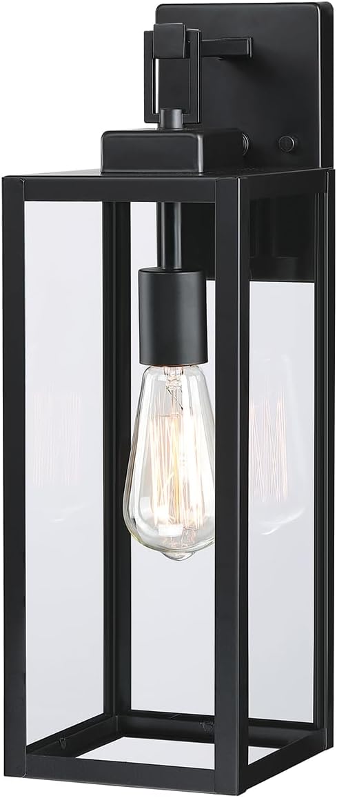 Large Size Outdoor Wall Lantern, 18 Inch Outdoor Light, Large Porch Light, Metal and Glass Outdoor Lantern Wall Light Fixture with E26 Socket, 1 Pack