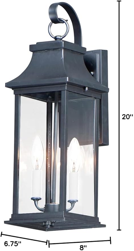 Maxim Vicksburg 2 Light Medium Outdoor Candle Style Wall Lantern with Black Finish