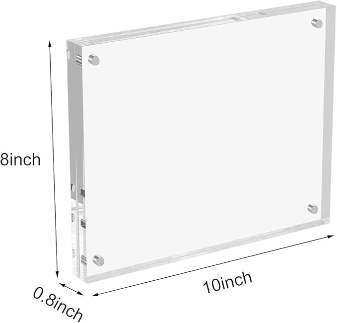 AITEE 8x10 Acrylic Picture Frames 3 Pack, 20% Thicker Block, Clear Picture Frames Freestanding Double Sided Magnetic Acrylic Lucite Frameless Transparent Square Frame Gift for Desktop Display