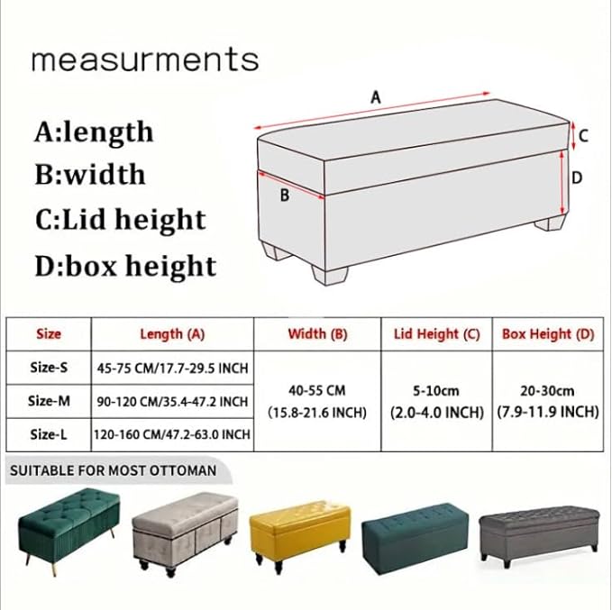 FUANGUI Ottoman Cover Stretch Storage Ottoman Bench Slipcover Printed Folding Storage Bench Ottoman Cover Footrest Stool Slipcover Footstool Protector Cover with Elastic Bottom