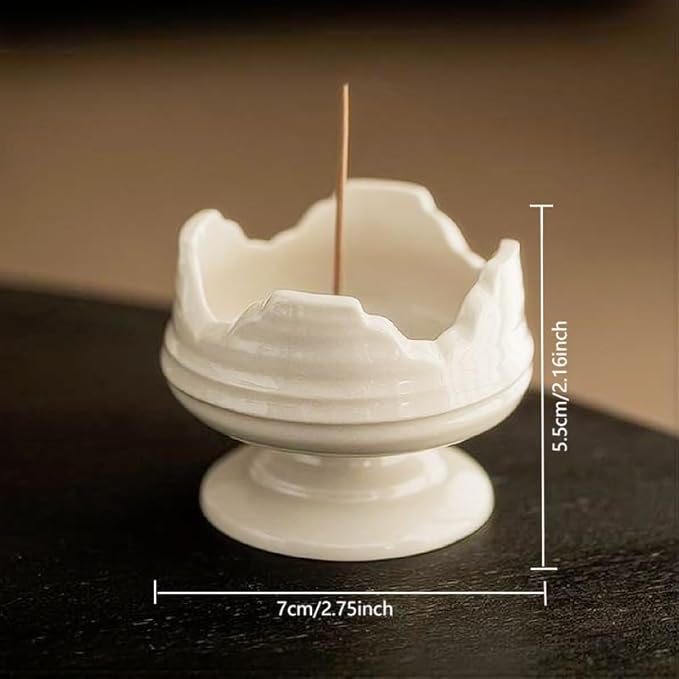 Incense Holder Modern Minimalist Circular Incense Stick Burner for Cones or Sticks for Yoga & Meditation, Enhance Atmosphere,Ceramic Ash Catcher White-3