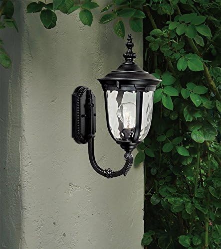 John Timberland Bellagio European Outdoor Wall Light Fixture Texturized Black Upbridge 16 1/2" Hammered Glass for Exterior House Porch Patio Outside Deck Garage Yard Front Door Garden Home