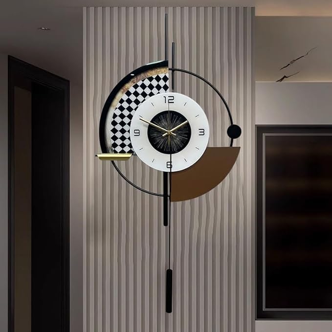 Large Wall Clock,Decorative Wall Clocks with Pendulum,Silent Quality Quartz Clock Battery Operated,Large Clock for Living Room,Kitchen,Home,Bathroom,Bedroom Wall Decor,16.5 * 31.5inch