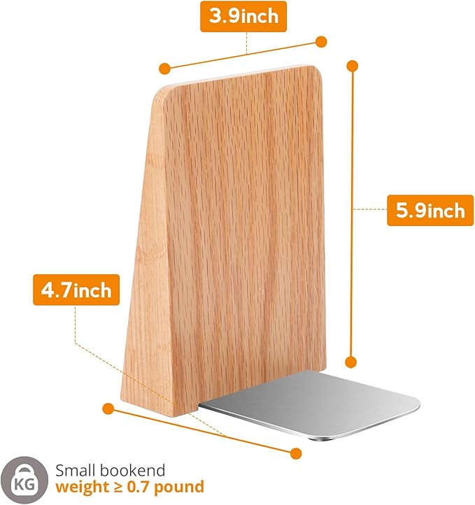 Red Oak Book Ends Heavy Duty Handmade Book Ends for Shelves Decorative Bookends to Hold Heavy Books (Red Oak Small)