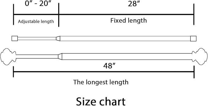 H.VERSAILTEX Elegant Window Treatment Telescoping Double Curtain Rod Set with Classic Cap, 3/4-Inch Diameter, Adjusts from 28 to 48 Inches, Black