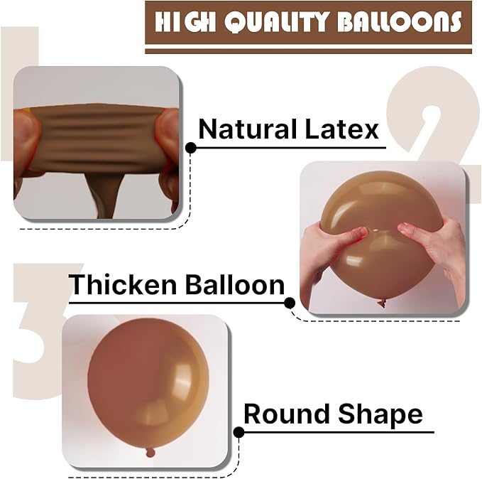 PartyWoo Brown Balloons 85 pcs Different Sizes of 18 12 10 5 Inch Boho Neutral Coffee Dark Brown Balloon Arch Kit Garland for Wedding Baby Shower Gender Reveal Birthday Party Decorations Brown-F09