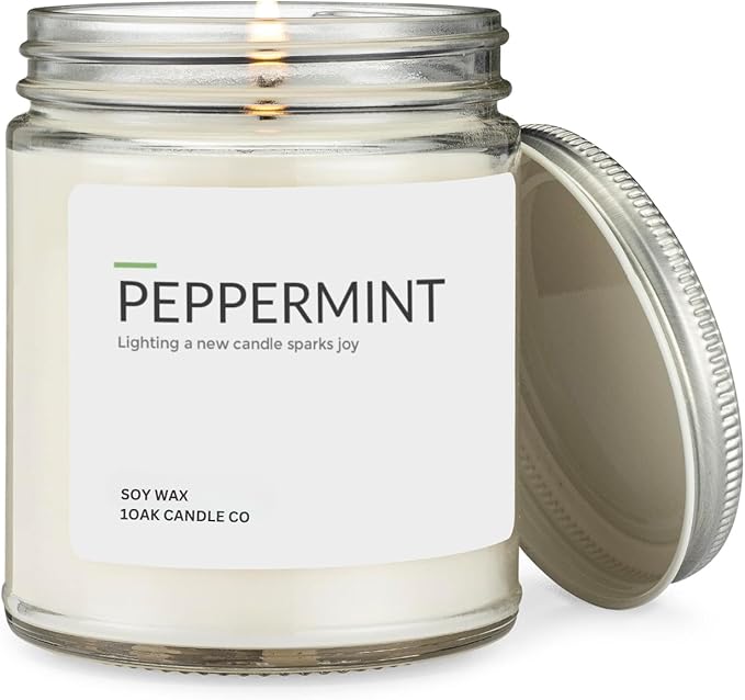 1OAK Peppermint Candle - Soy Wax Scented Candles - Scented Candles for Home (7oz.)