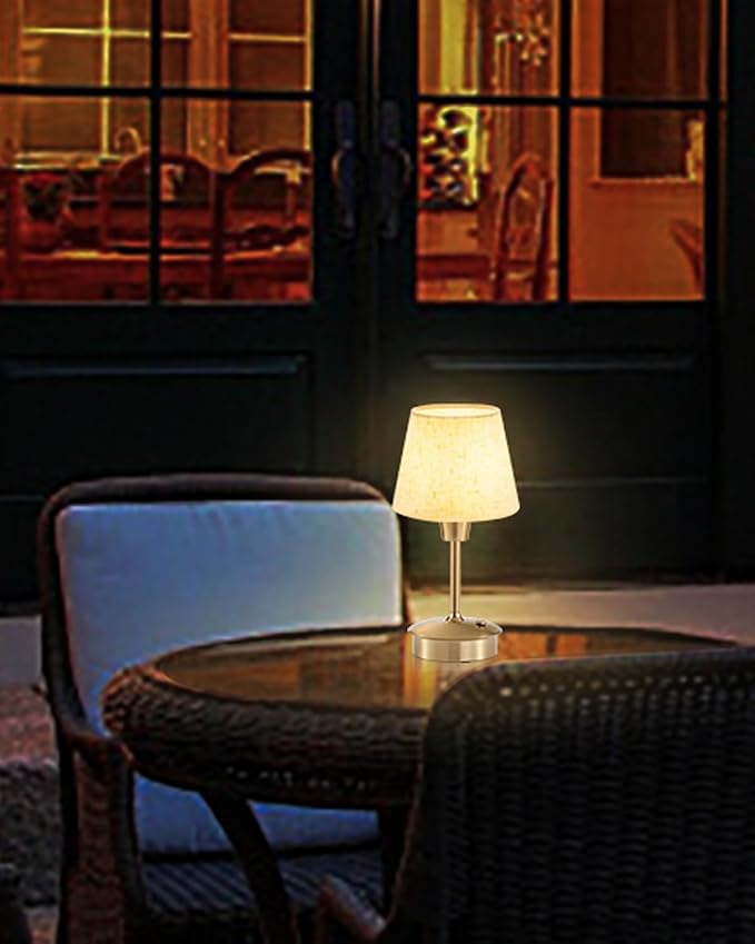 2 Pack Small Cordless Table Lamp for Restaurant Dinner Table, 5200mAh Battery Operated Lamps, Rechargeable Portable Dimmable Touch Bedside Night Light for Side End Table Dining Room Patio Outdoor