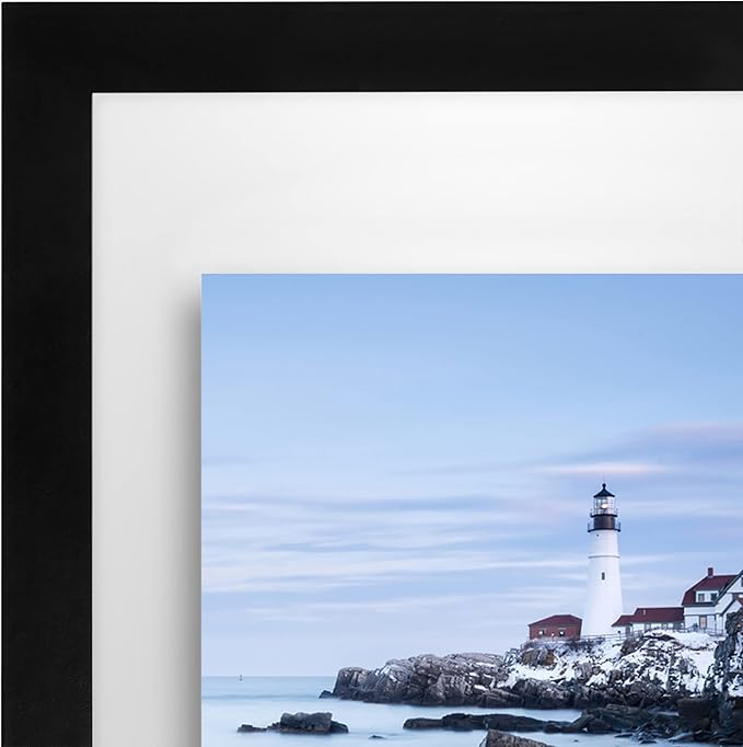 Americanflat 12x18 Floating Picture Frame with Polished Crystal-Clear Glass - Use as 8x10 Picture Frame or Display 5x7 Photo - Signature Float Collection - Photo Frames for Wall Display - Black