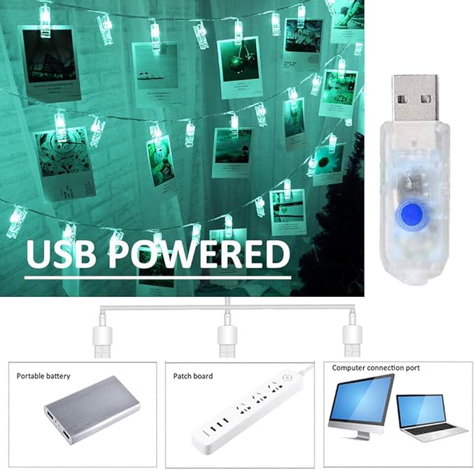 Solhice 20ft Photo Clips String Lights Color Changing 40 LEDs, Hanging Lights for Teen Girls Room Decor, Teenage Christmas Gifts, Indoor Bedroom USB Wall Lights for Pictures with Remote