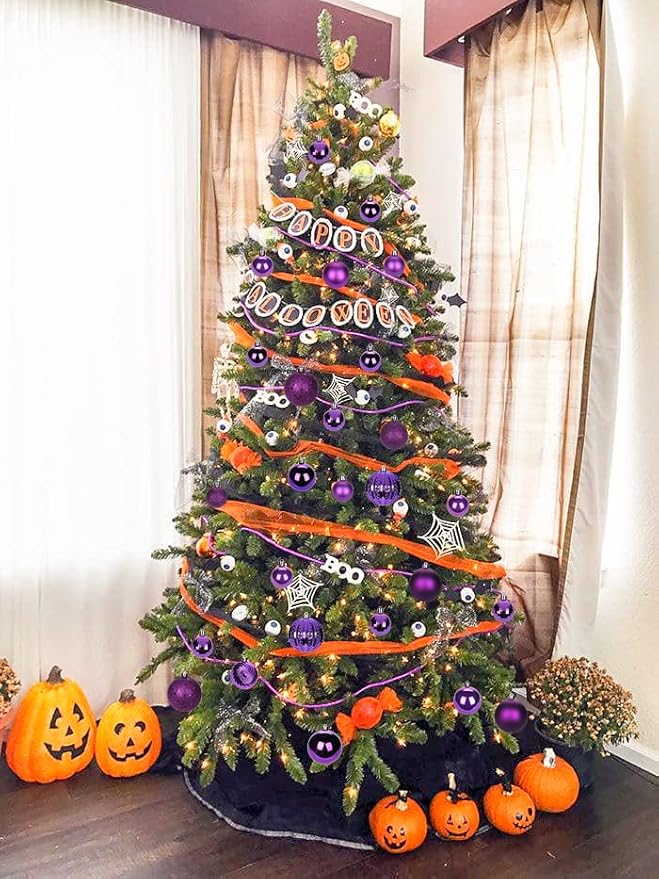 1.57" Purple Christmas Balls Ornaments 40 Pcs Shatterproof Christmas Ornaments Set Halloween Balls Ornaments Dark Purple Ornament for Xmas Tree Holiday Party