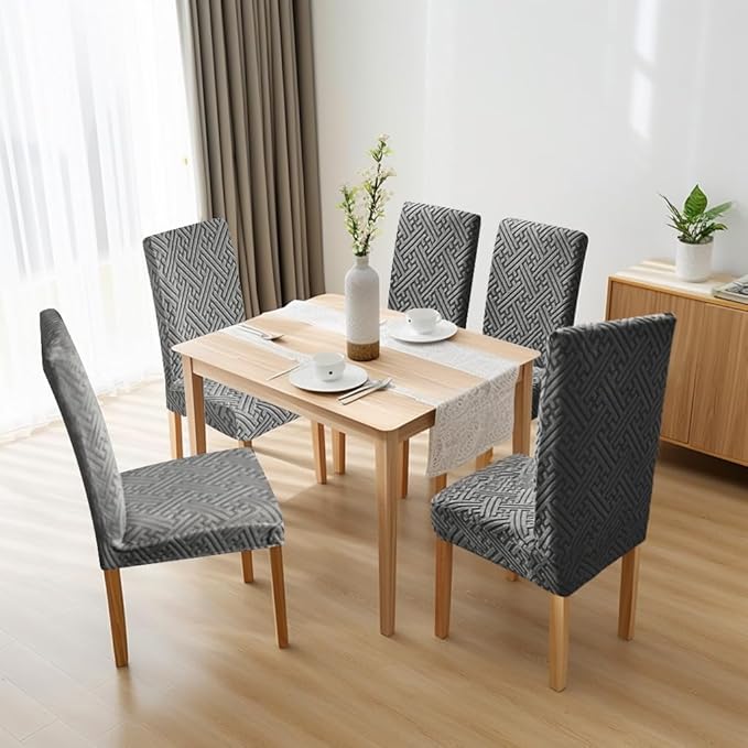Chair Covers, Dining Room Chair Covers, Anti-cat Scratch, Washable, Regular Size, Chair Covers 4 Pack, for Kitchen, Hotel, Meeting