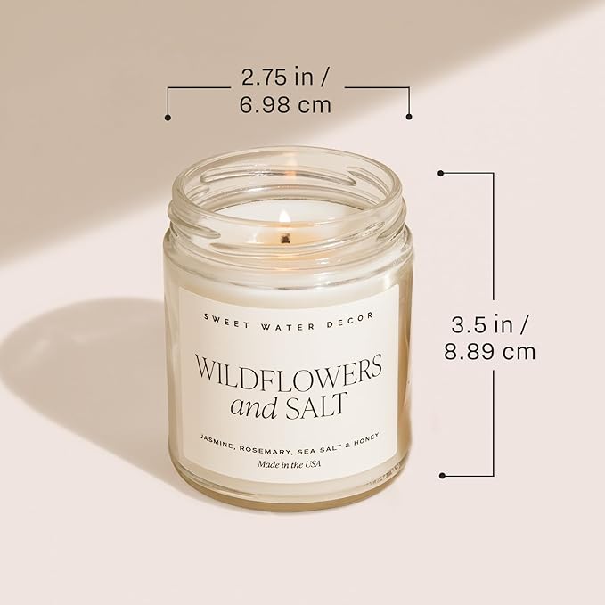 Sweet Water Decor Hello Fall Candle | Cinnamon, Apples, and Clove Autumn Scented Soy Candles for Home | Halloween Fall Candle 9oz Clear Jar, 40 Hour Burn Time, Made in The USA