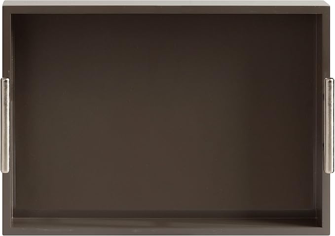 Kate and Laurel Lipton Decorative Modern Rectangular Tray; 16.5 x 12.25; Brown and Silver; Chic Serving Tray for Storage; Organization; and Display