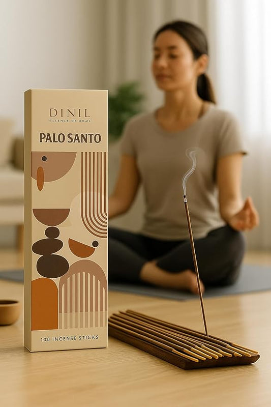 Dinil Palo Santo Incense Sticks – 100 Sticks | Hand-Rolled, Charcoal-Free | Clean Burn, Low Smoke | Aromatic Incense for Meditation, Yoga & Home Fragrance