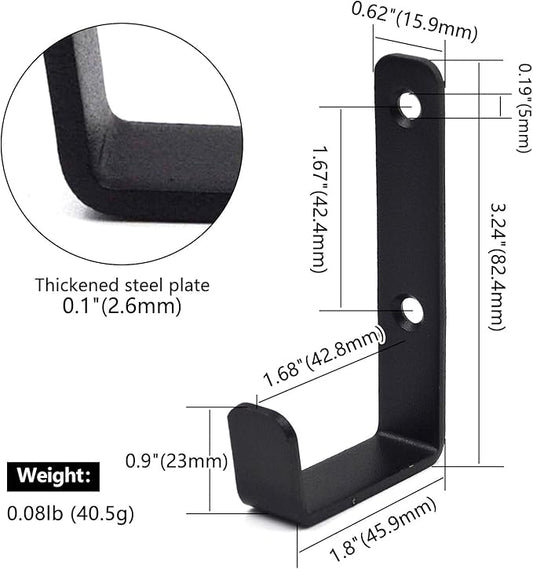 (12 Pack) Heavy Duty Steel Wall J Hooks with Double Hole Screws Stronger Installation for Hanging Home, Office, Garage, Bathroom, Dressing Rooms, Wall-Mounted Coat Racks, Black