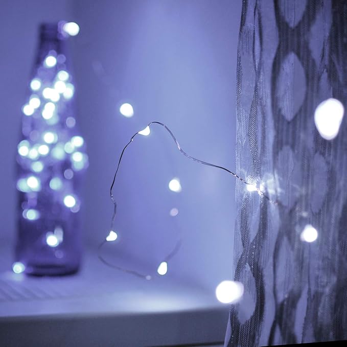Led Fairy Lights Battery Operated, 1 Pack Mini Battery Powered Copper Wire Starry Fairy Lights for Bedroom, Christmas, Parties, Wedding, Centerpiece, Decoration (5m/16ft Cool White)