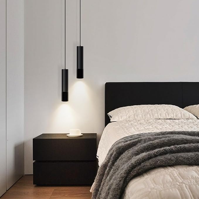 OKELI Black Pendant Light,LED Modern Pendant Lights Fixtures,3 Color Pendant Lighting for Kitchen Island, Bar,15W,2700K-6000K,ETL