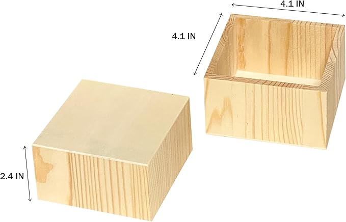24 Pack 4 Inch Square Wood Box Unfinished Small Wooden Boxes for Crafts (Outer 4.1x 4.1x 2.4 in,Interior 3.5 x 3.5 x 2.3 in)