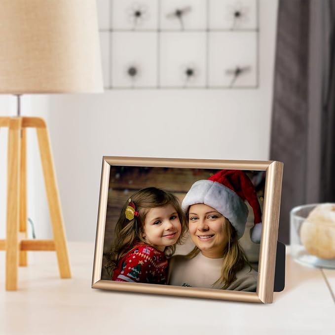 4x6 Picture Frame Set of 3, Matte Brass Modern Thin Aluminum Metal Photo Frame with HD Glass, Fits 3x5 with Mat or 4 x 6 without Mat, for Tabletop and Wall Mounting