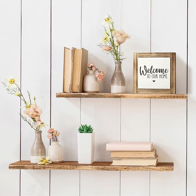 Home Desk Signs, Decorative Wooden Plaque, Rustic Wooden Table Signs, Front Door Porch Decor, Welcome Homes Decoration Accessories, Welcome to Our Home Signs, 5.9×5.9 inches