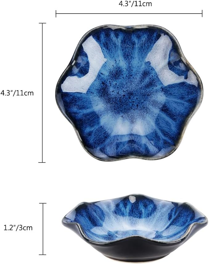 2PCS Lotus Leaf Shape Ring Holder Dish, Small Key Bowl, Ceramic Trinket Tray Jewelry Dish Organizing Necklace Earrings for Mom Friend Sister, All Jewelries Are NOT Included. Blue+Pink.…