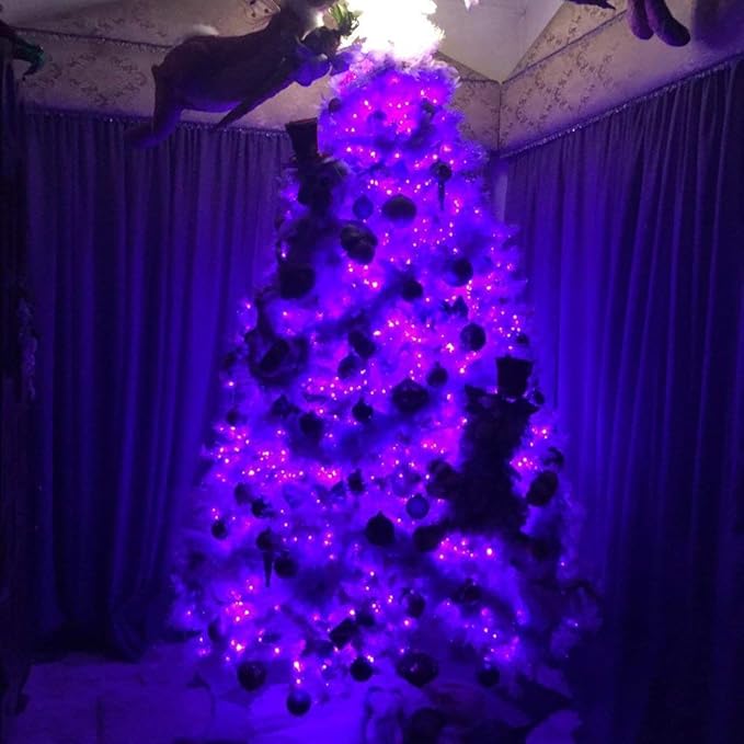 Purple Lights Christmas - 320 LED 35m/115ft 8 Modes End-to-End Plug in Indoor/Outdoor Waterproof Decorative Inside/Outside Fairy Twinkle Xmas Tree String Lights for Halloween/Wedding/Patio/Room/Home