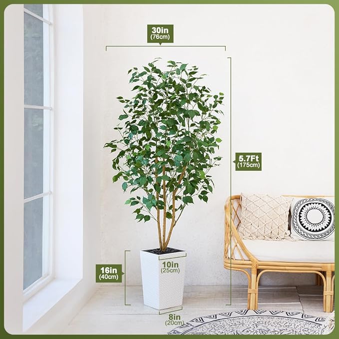 Artificial Olive Tree 6ft, Tall Fake Tree for Indoor & Outdoor Decor with Black Pot & Pebbles, UV Resistant Silk Leaves, Realistic Faux Potted Plant for Living Room,Office,Home Decor,VN137